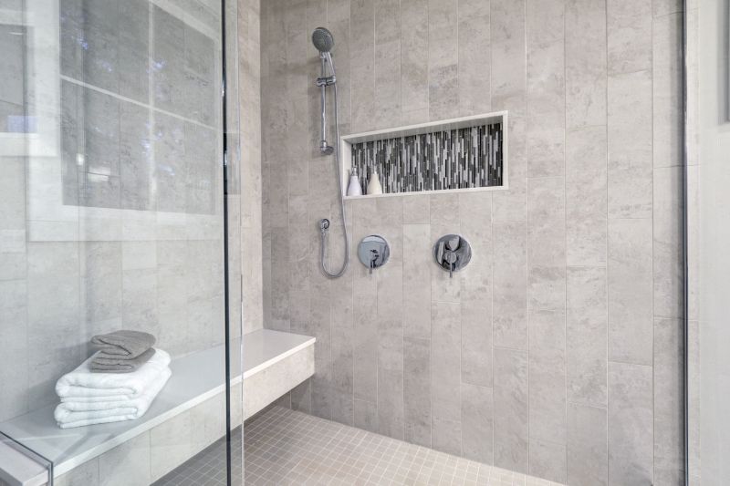 Compact Shower with Built-In Shelves